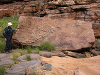 Fossil ripple marks in the rocks